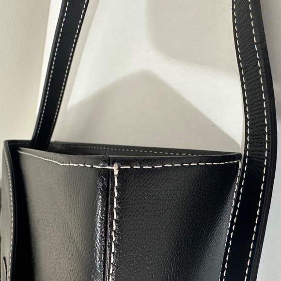 Vintage Yves Saint Laurent YSL Black Leather Top Handle With Strap - Picture 8 of 13